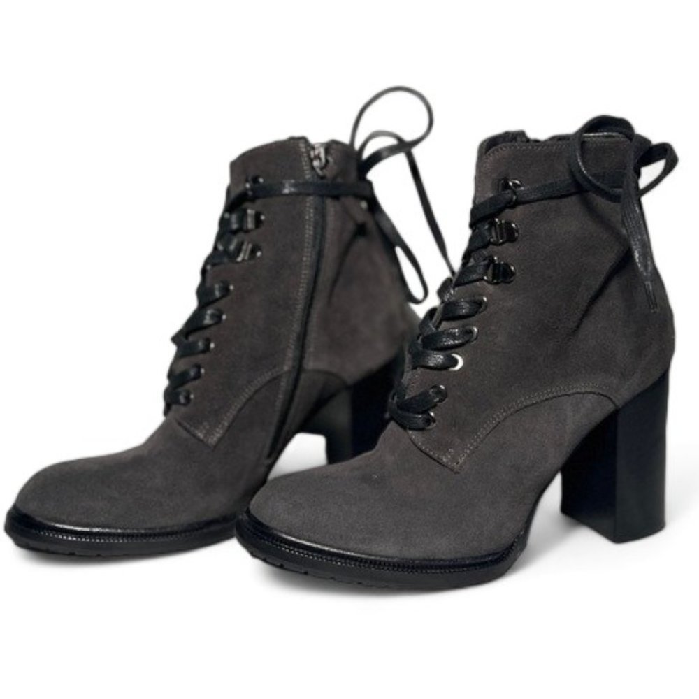 M. Gemi The Alpestre Waterproof Charcoal Grey Suede Lace-Up Booties - Picture 5 of 6